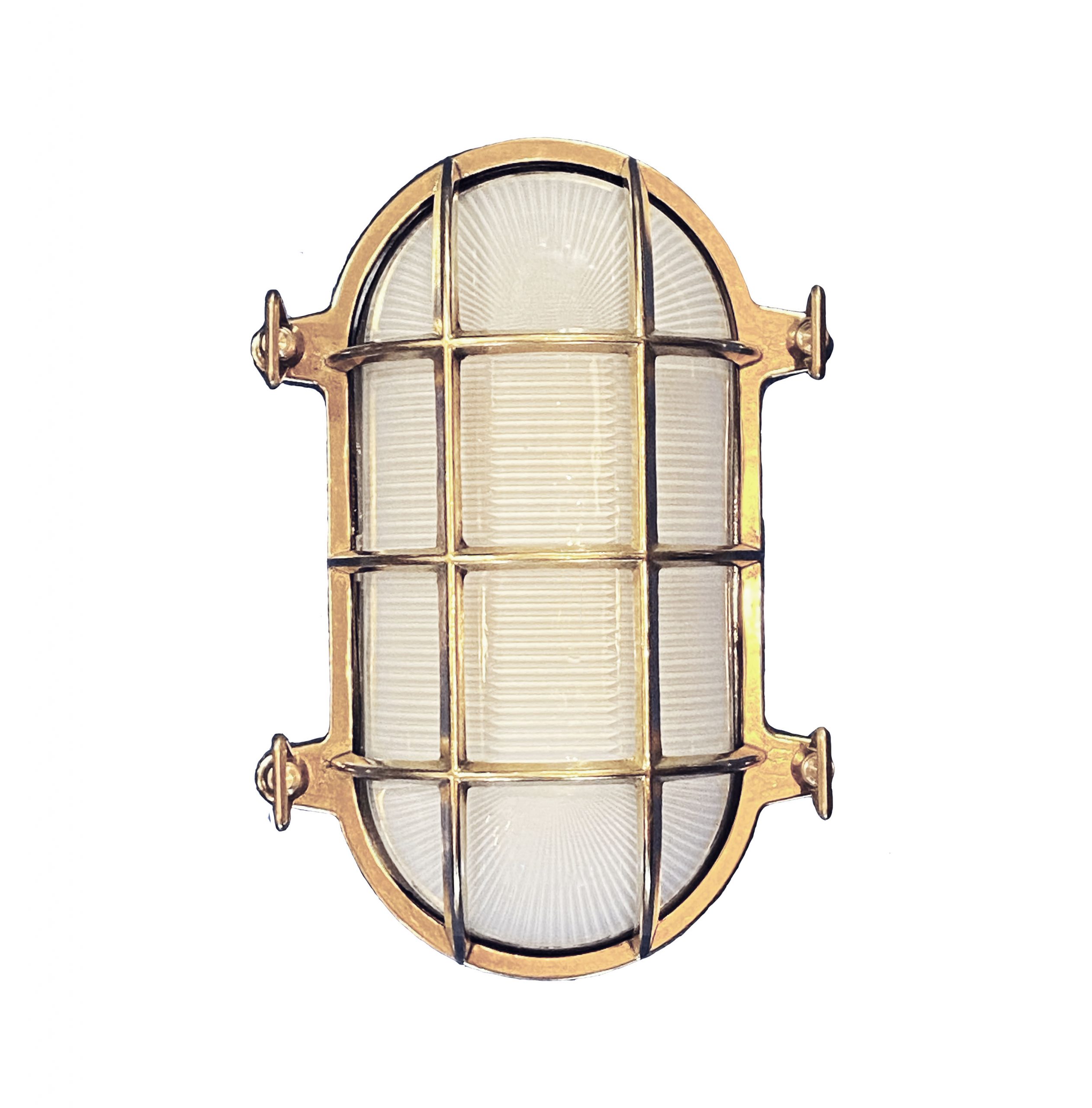 Japanese Brass Circular Bulkhead Wall Light with Hexagonal Cage & Glass  Dome Shade, 1970s for sale at Pamono