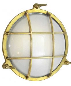 Solid Brass Round Cage Bulkhead Light