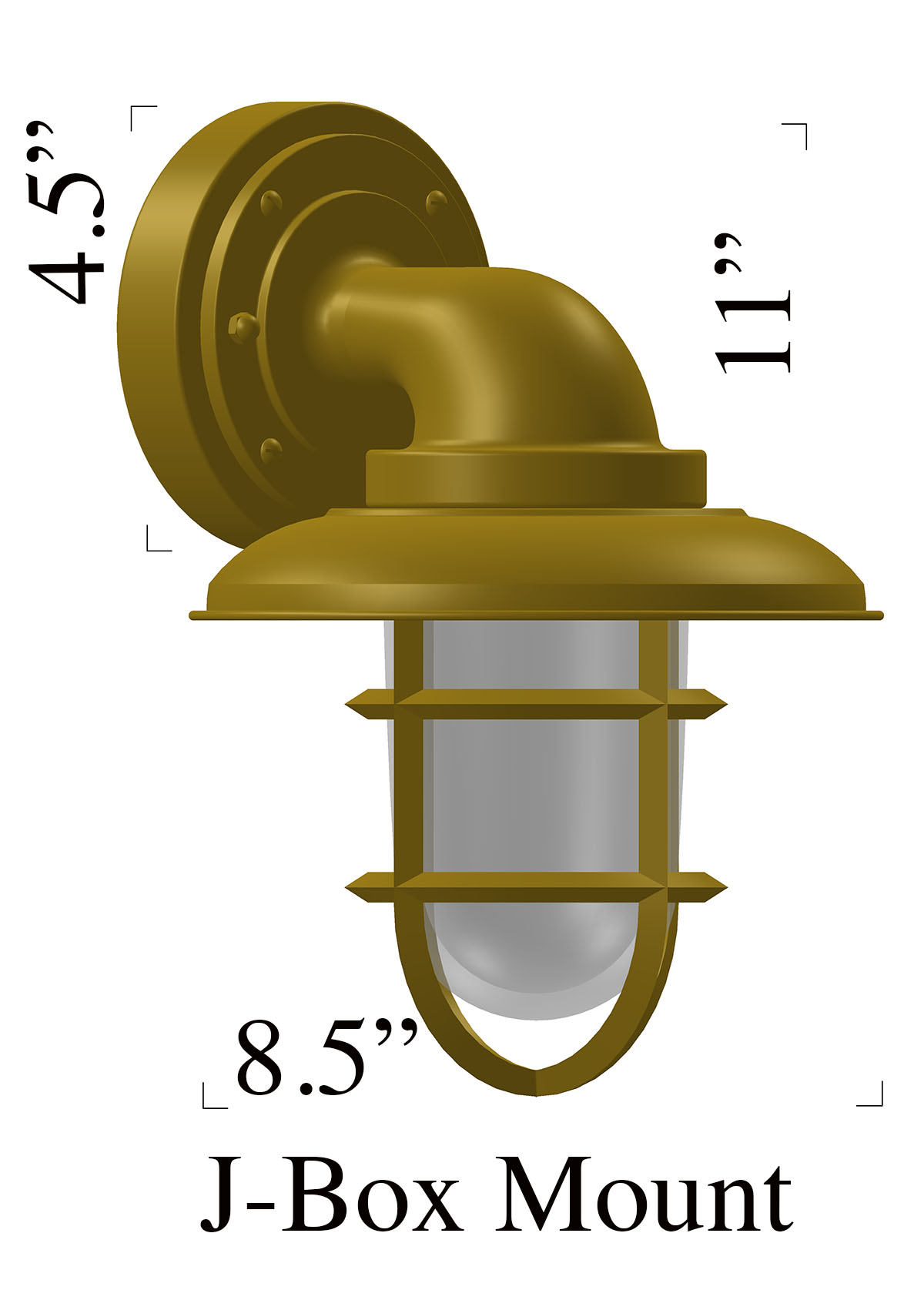 Marine Grade Brass Bulkhead Light w/ Hood (T-8)