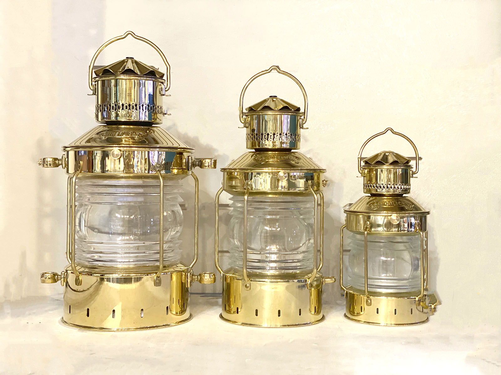Mini Nautical Brass & Frosted Glass Ceiling Lantern